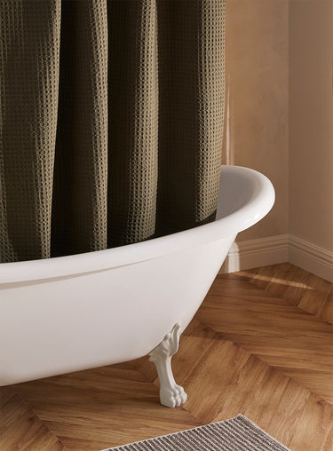 Embossed weave shower curtain